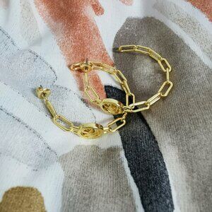 Michael Kors - Signature Hoop Chain Link - Goldtone hoop earrings